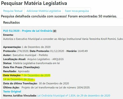 Data da Votação